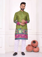 Anaita Green Dola Silk Straight Kurta With Foil Work