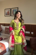 Yash Enterprise Green Faux Blooming Embroidery Sarara Suit - Distacart