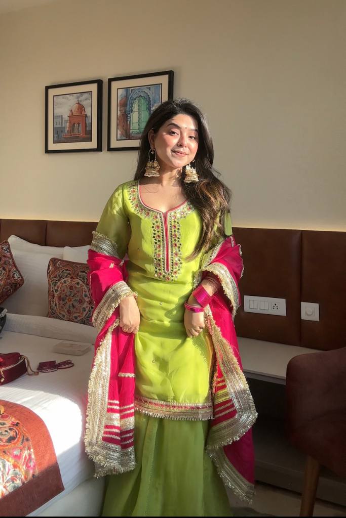 Yash Enterprise Green Faux Blooming Embroidery Sarara Suit - Distacart