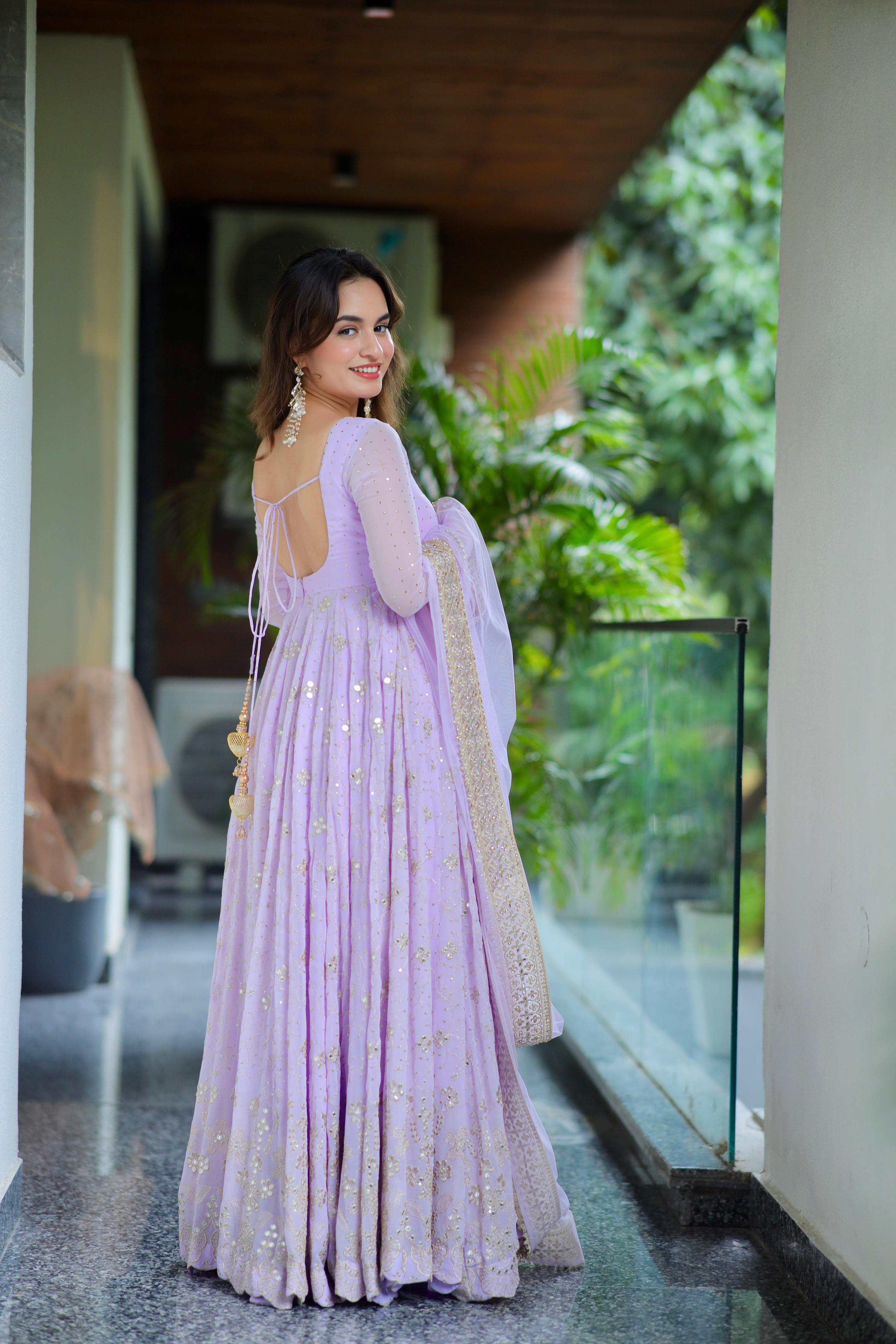Yash Enterprise Light Purple Fux Bloomimng Silk Embroidery Suit Set - Distacart
