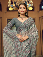 Myra Multicolour Gorgette Designer Saree - Distacart