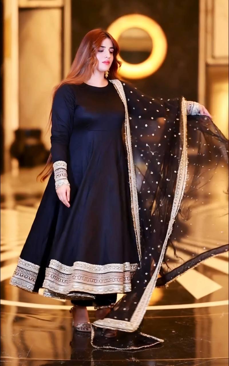 Yash Enterprise Black Rayon Cotton Embroidery Party Wear Suit Set - Distacart