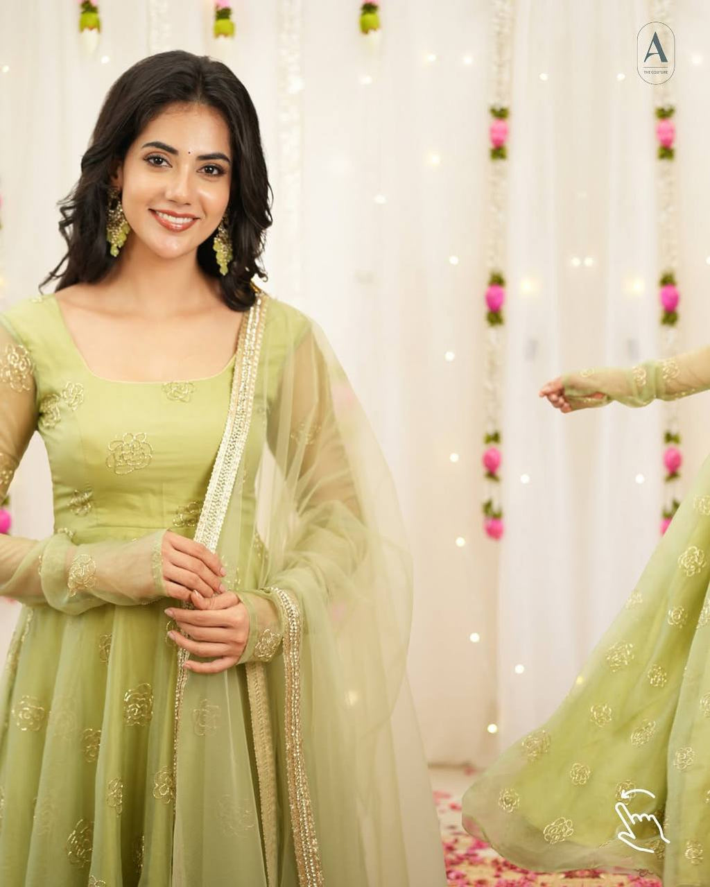 Yash Enterprise Light Green Soft Organza Party Wear Embroidery Suit Set - Distacart