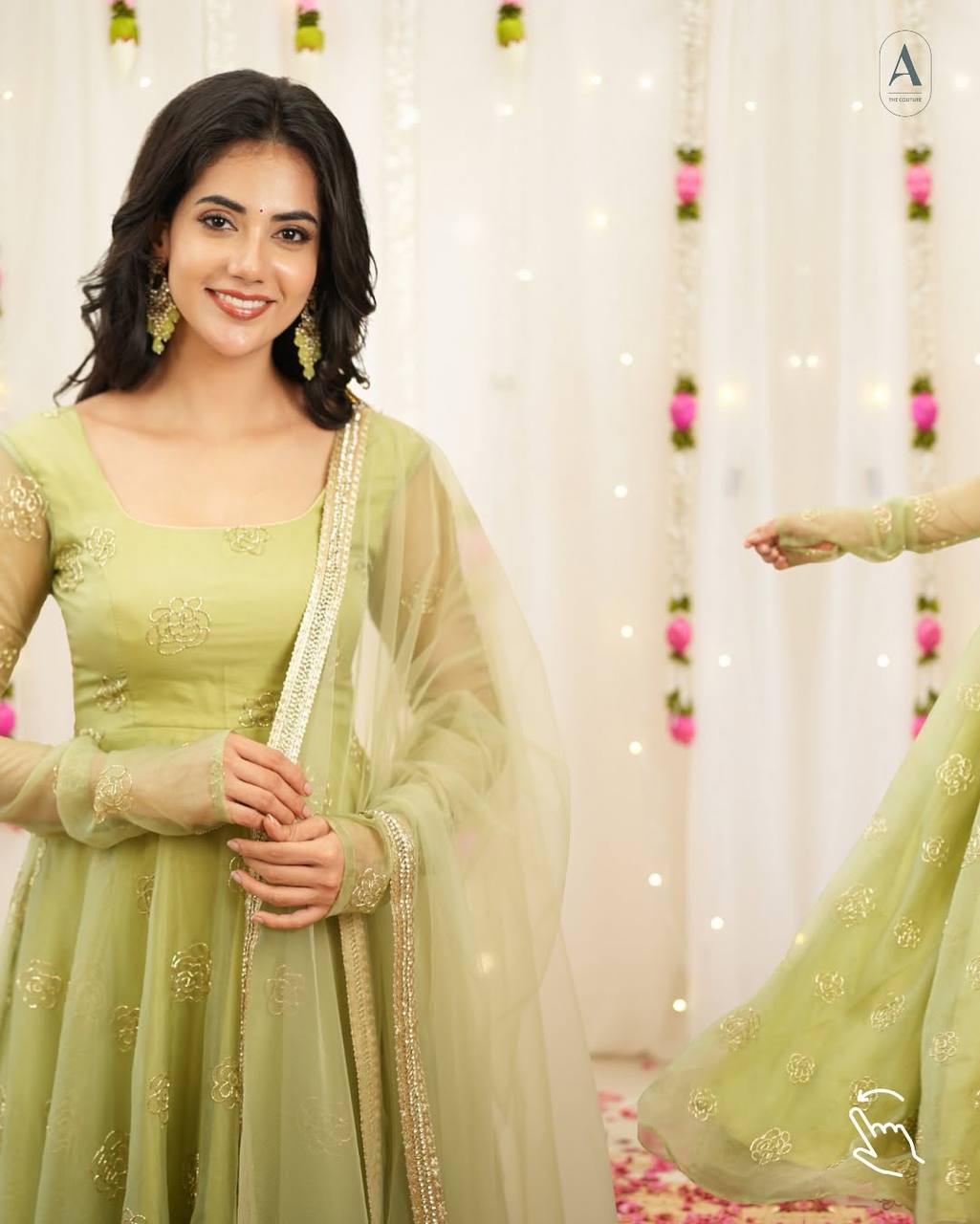 Yash Enterprise Light Green Soft Organza Party Wear Embroidery Suit Set - Distacart