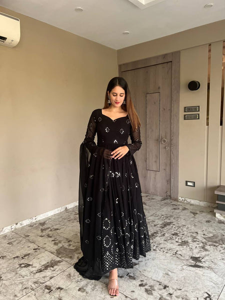 Yash Enterprise Black Georgette Anarkali Suit In New Fancy Style