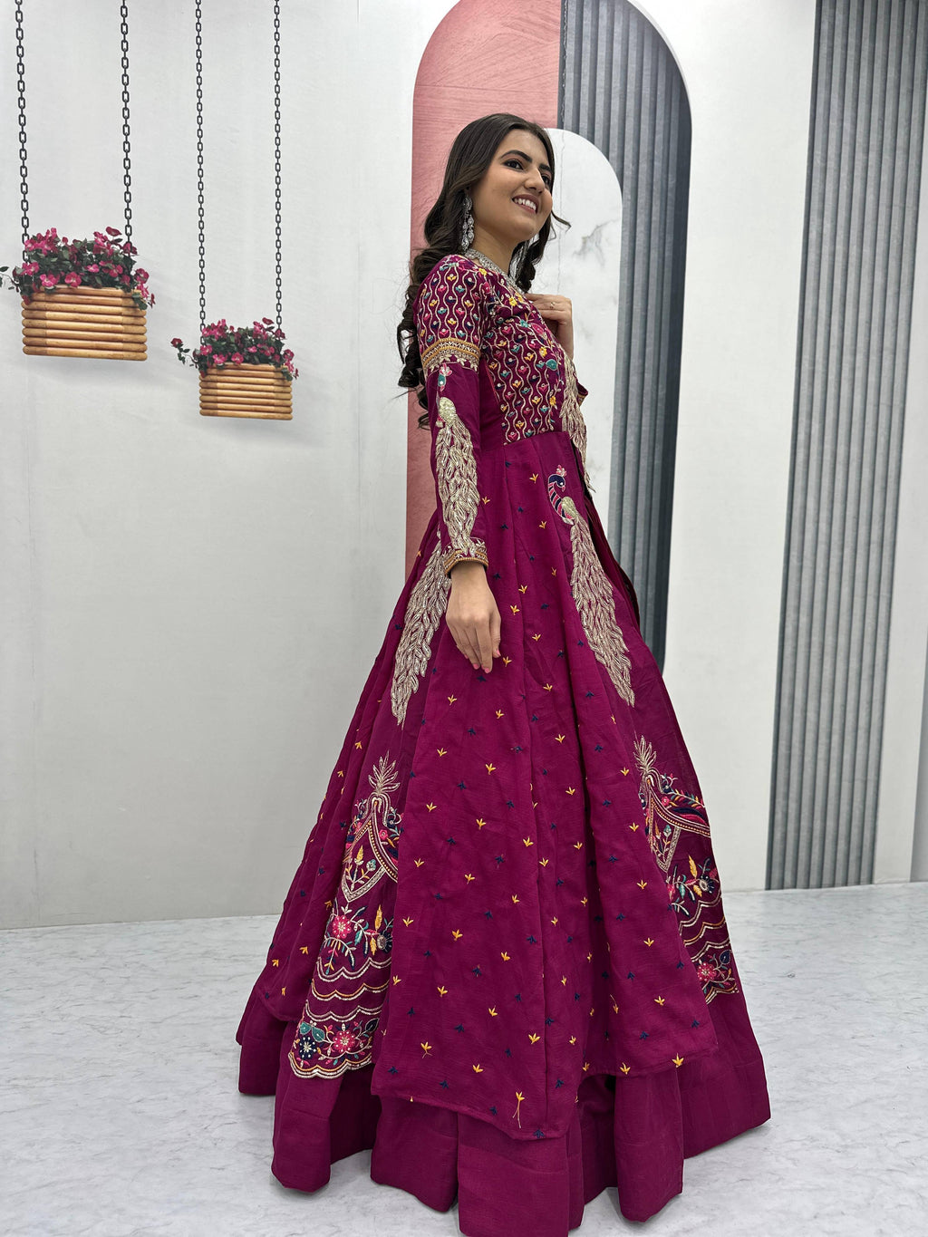 Yash Enterprise Pink Vichitra Silk Party Wear Embroidery Crop Top With Blouse Lehenga Choli - Distacart