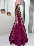 Yash Enterprise Pink Vichitra Silk Party Wear Embroidery Crop Top With Blouse Lehenga Choli - Distacart