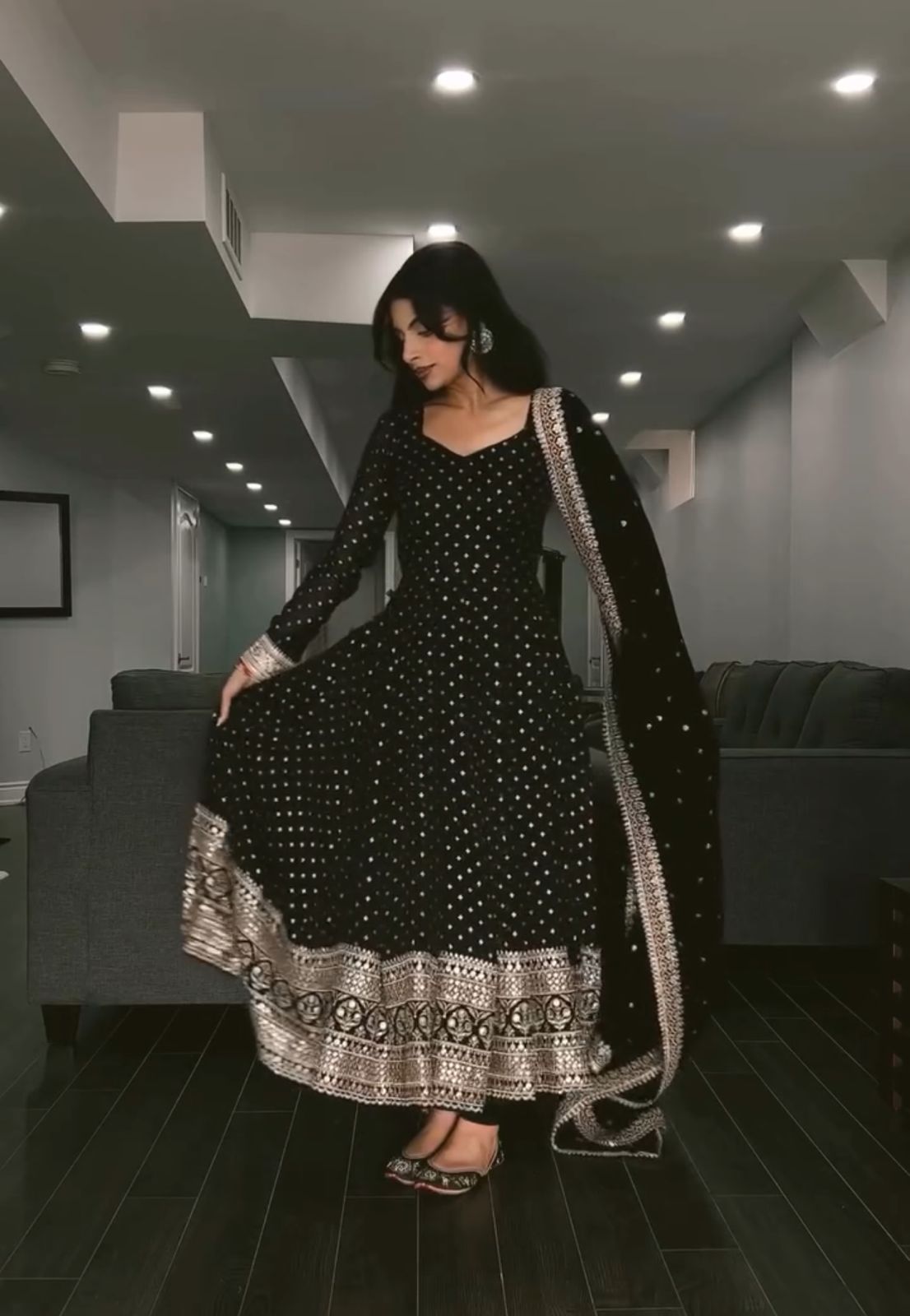 Yash Enterprise Black Faux Blooming Silk Embroidery Party Wear Suit - Distacart