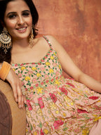 Myra Peach Georgette Embroidered Designer Suit
