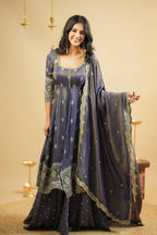 Yash Enterprise Light Purple Cosmo Silk Embroidery Suit Set - Distacart