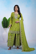 Yash Enterprise Green Chinon Silk Party Wear Embroidery Suit Set - Distacart