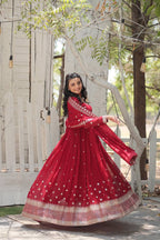 Yash Enterprise Maroon Faux Blooming With Sequins Embroidered Multi-Sequins Work Suit Set - Distacart