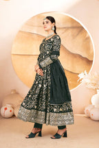 Yash Enterprise Dark Green Star Georgette Embroidered Suit Set - Distacart