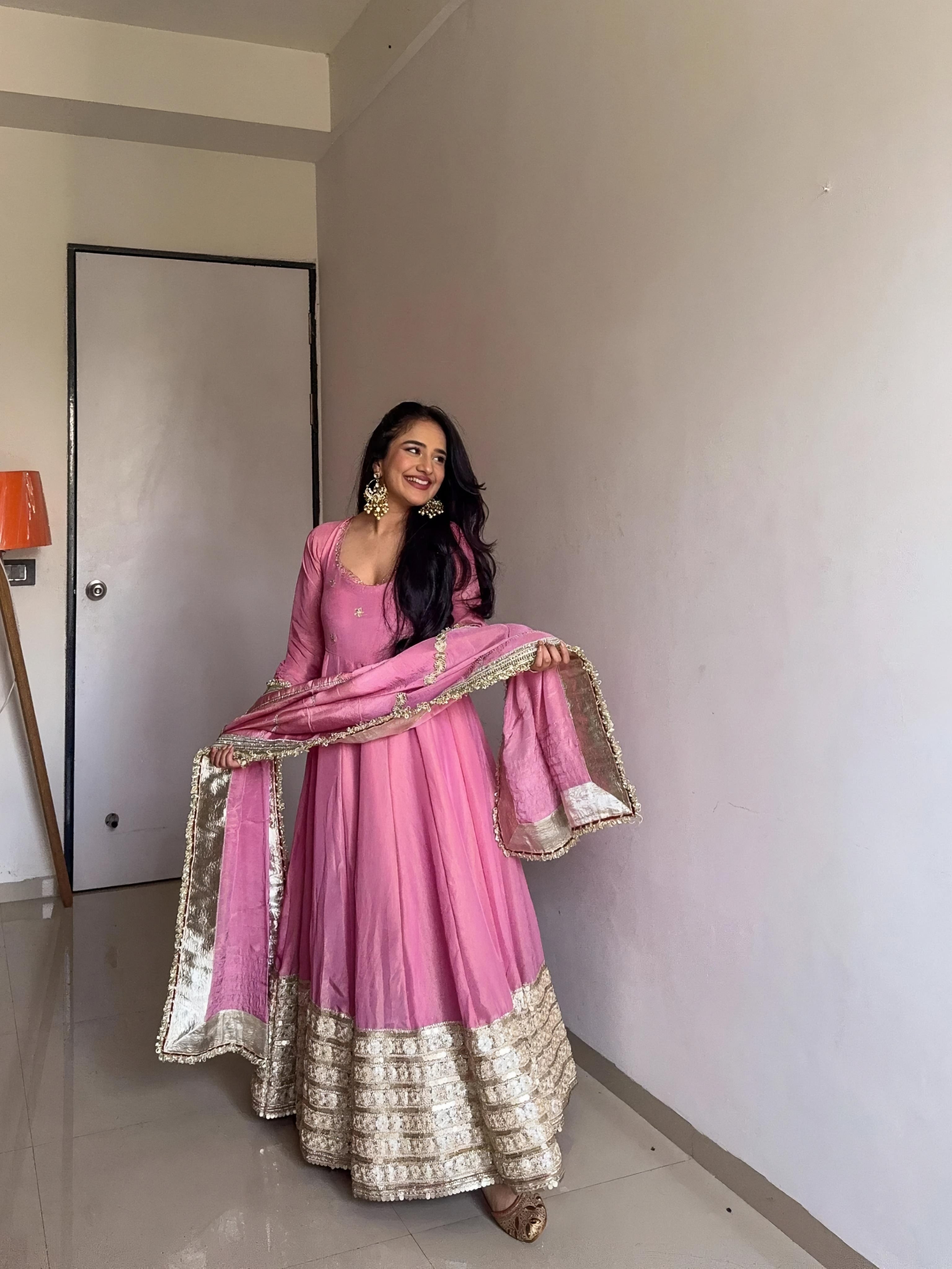 Yash Enterprise Pink Vichitra Silk Embroidery Suit Set - Distacart