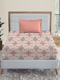 MYTRIDENT Dusk and Dawn Pink Ethnic Motifs Cotton 144 TC Single Bedsheet with 1 Pillow Cover