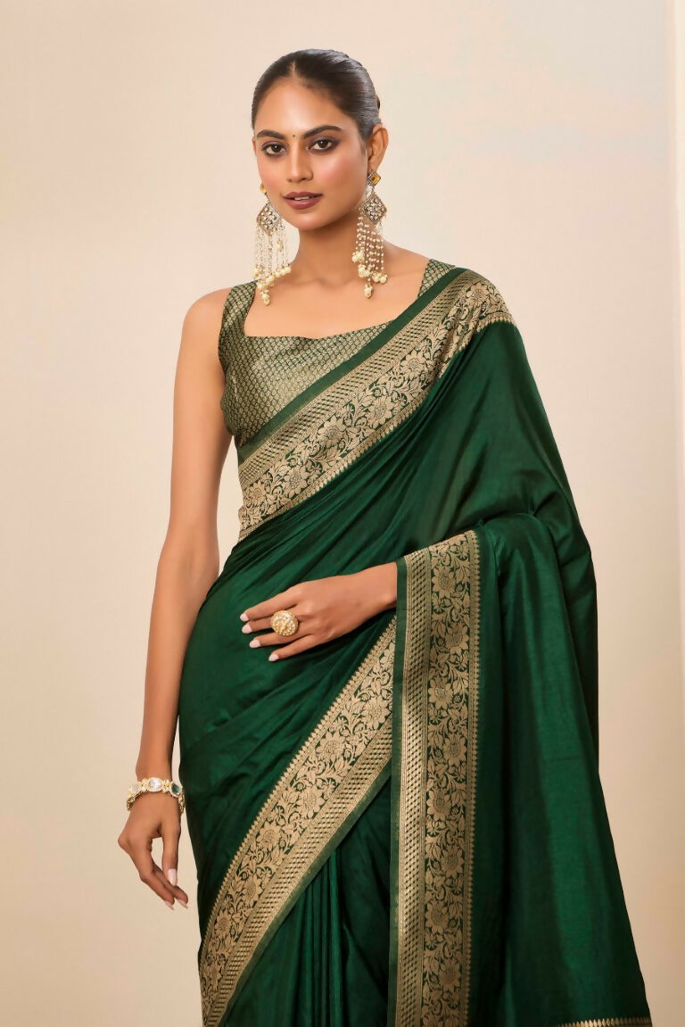 Green Dolla Silk Wevon Galla Designer Saree - Zeel