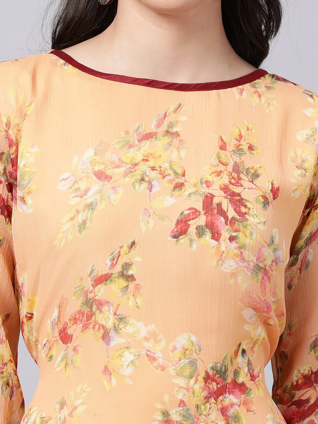 Souchii Floral Printed Boat Neck A-Line Maxi Dress - Distacart
