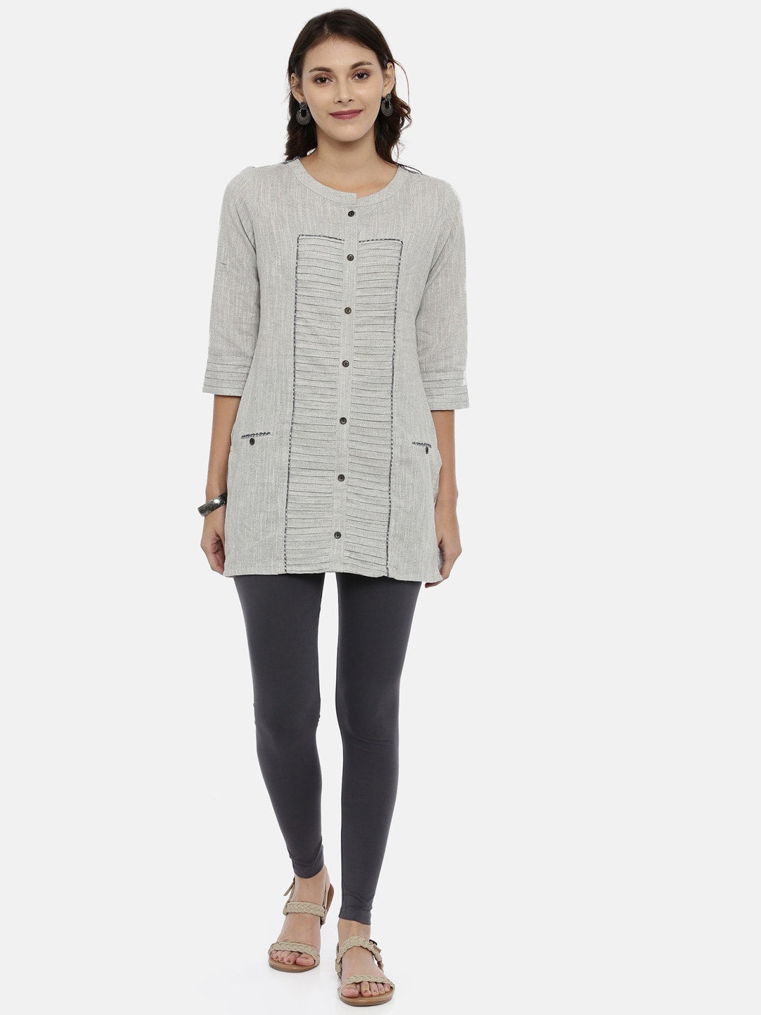 Souchii Grey Solid Slim-Fit Ankle-Length Leggings - Distacart