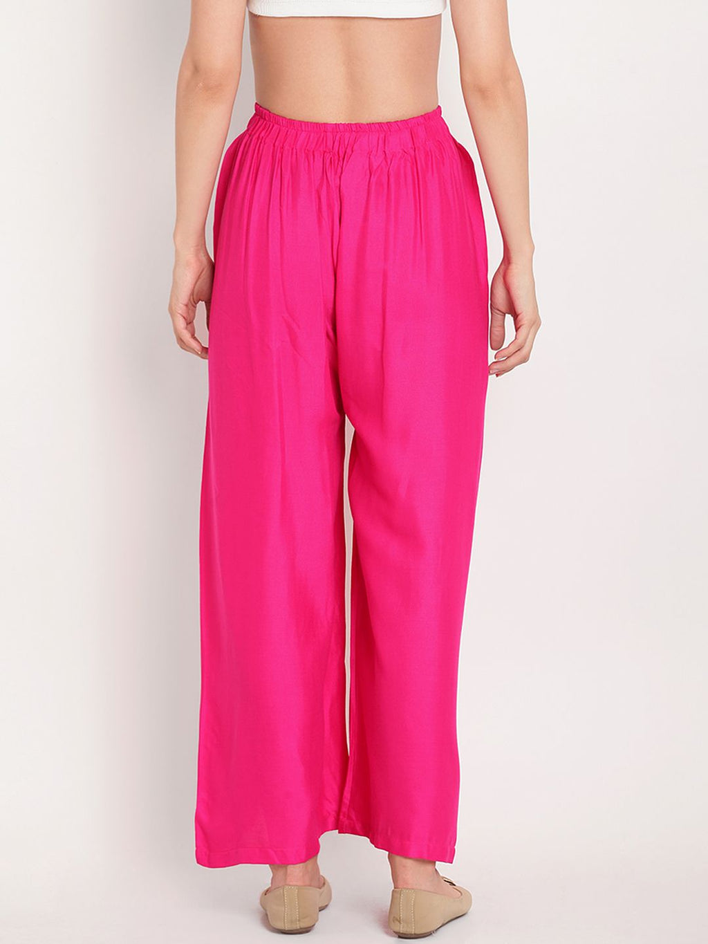 TAG 7 Women Pink Solid Flared Palazzos