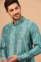 Greafy Two Motif Embroidered Green Kurta by Hilo Design