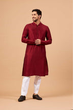Maroon Plain Kurta by Hilo Design