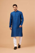 Blue Plain Designer Men's Kurta by Hilo Design