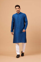 Blue Plain Designer Men's Kurta by Hilo Design