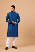Blue Plain Designer Men's Kurta by Hilo Design