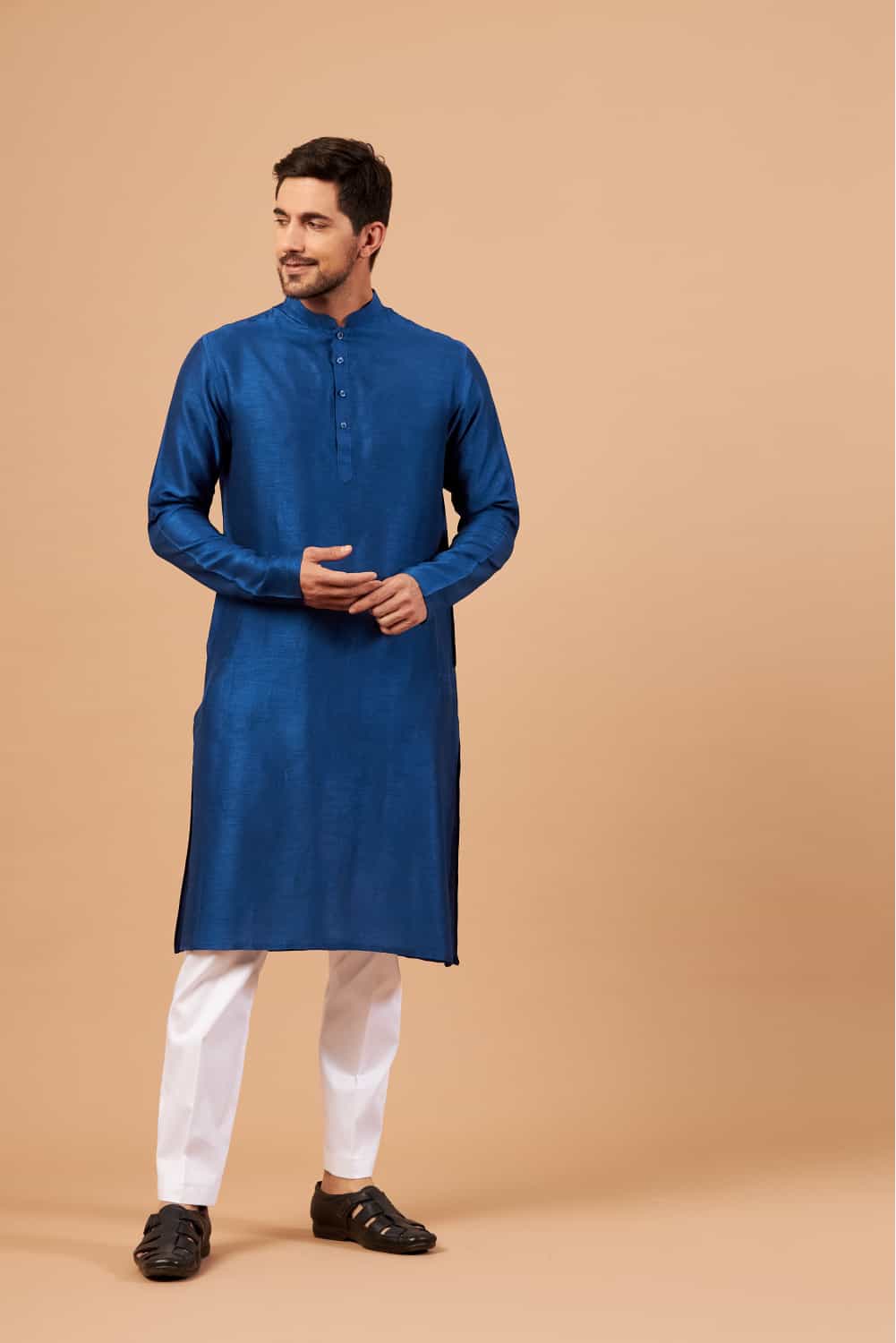 Blue Plain Designer Men's Kurta by Hilo Design