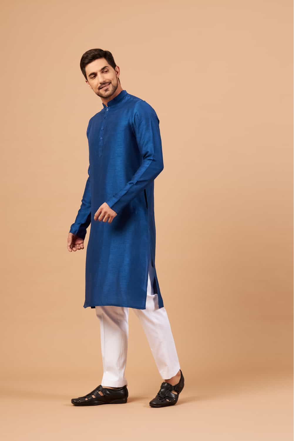 Blue Plain Kurta by Hilo Design