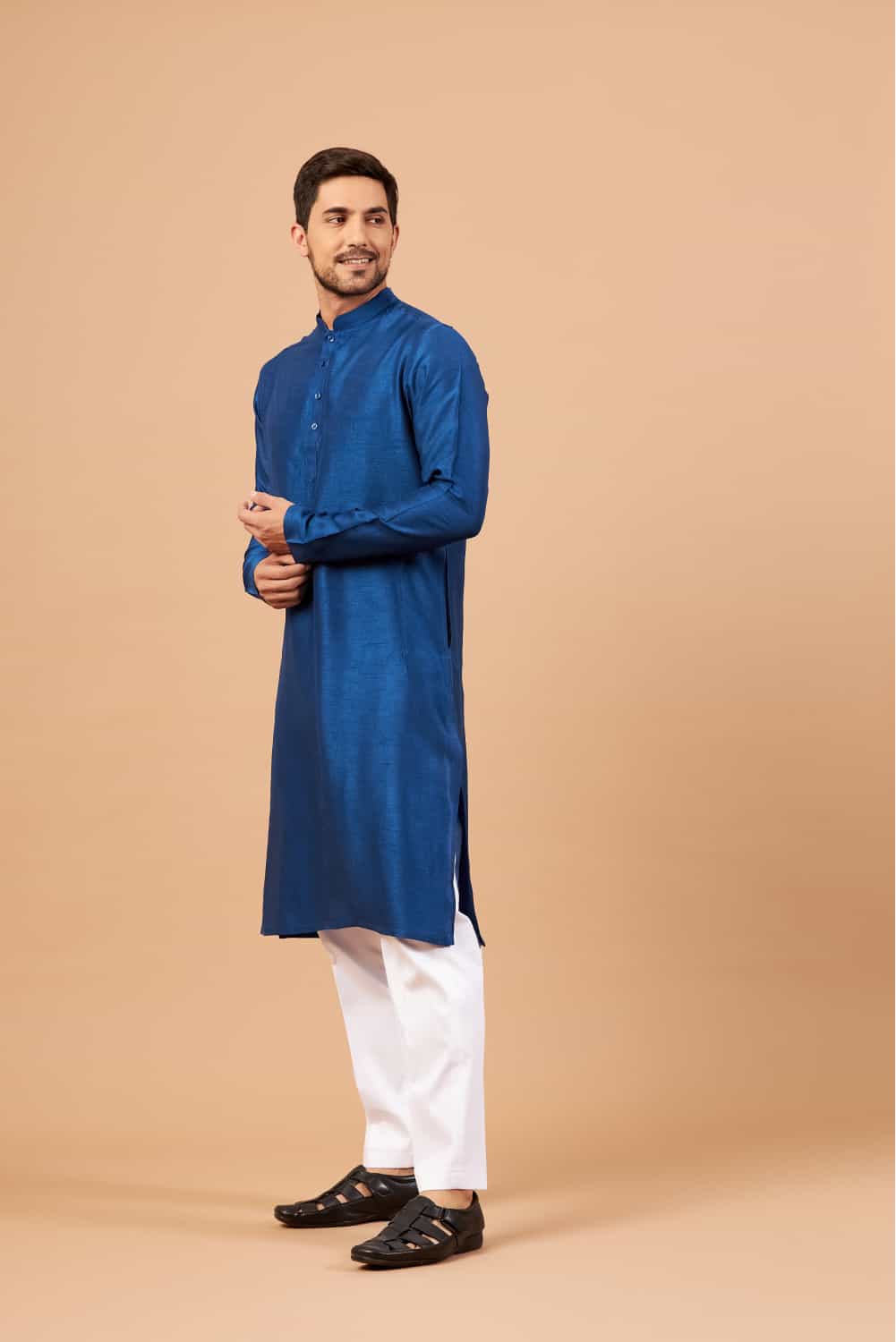 Blue Plain Designer Men's Kurta by Hilo Design