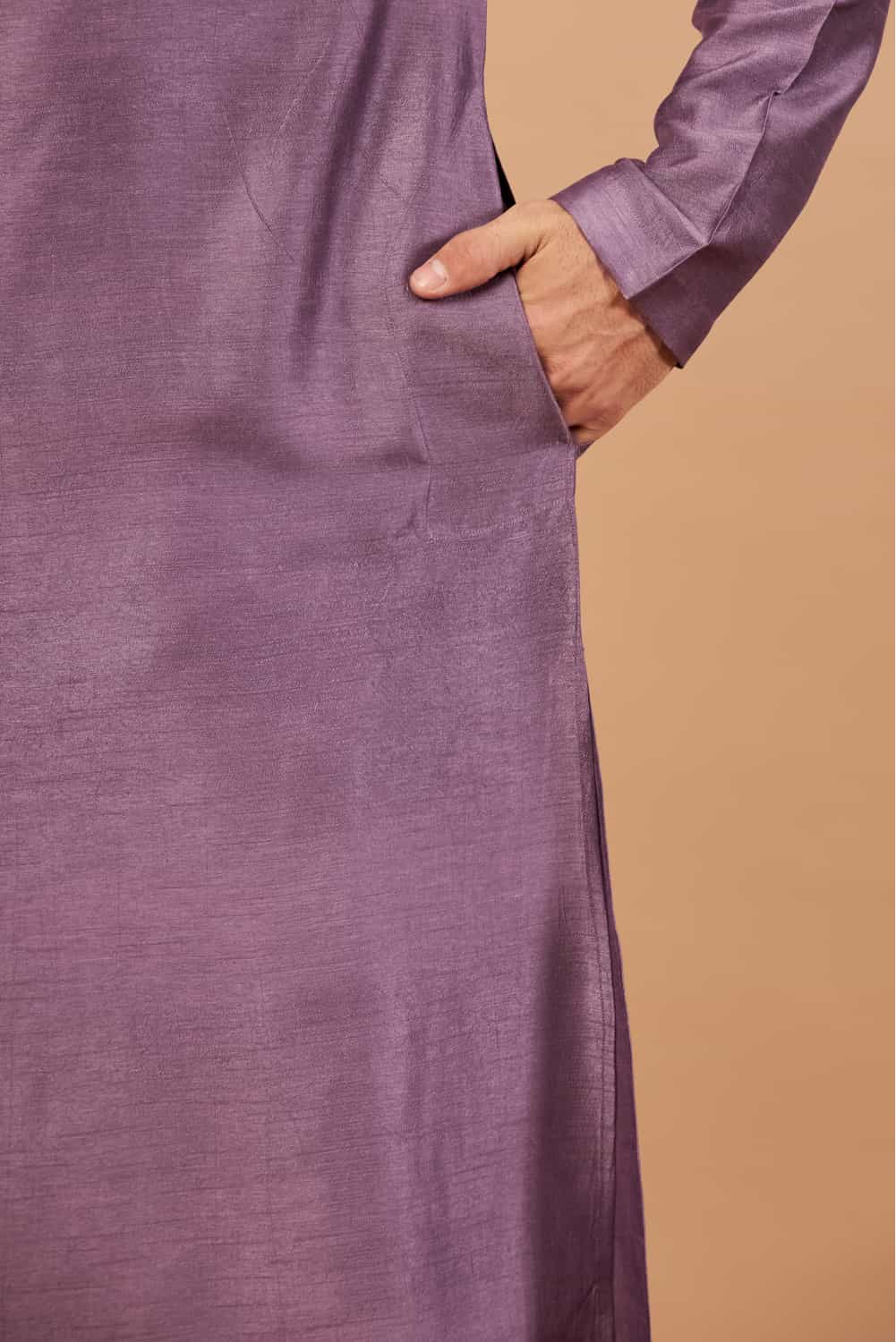 Inara Gold Embroidered Violet Kurta by Hilo Design