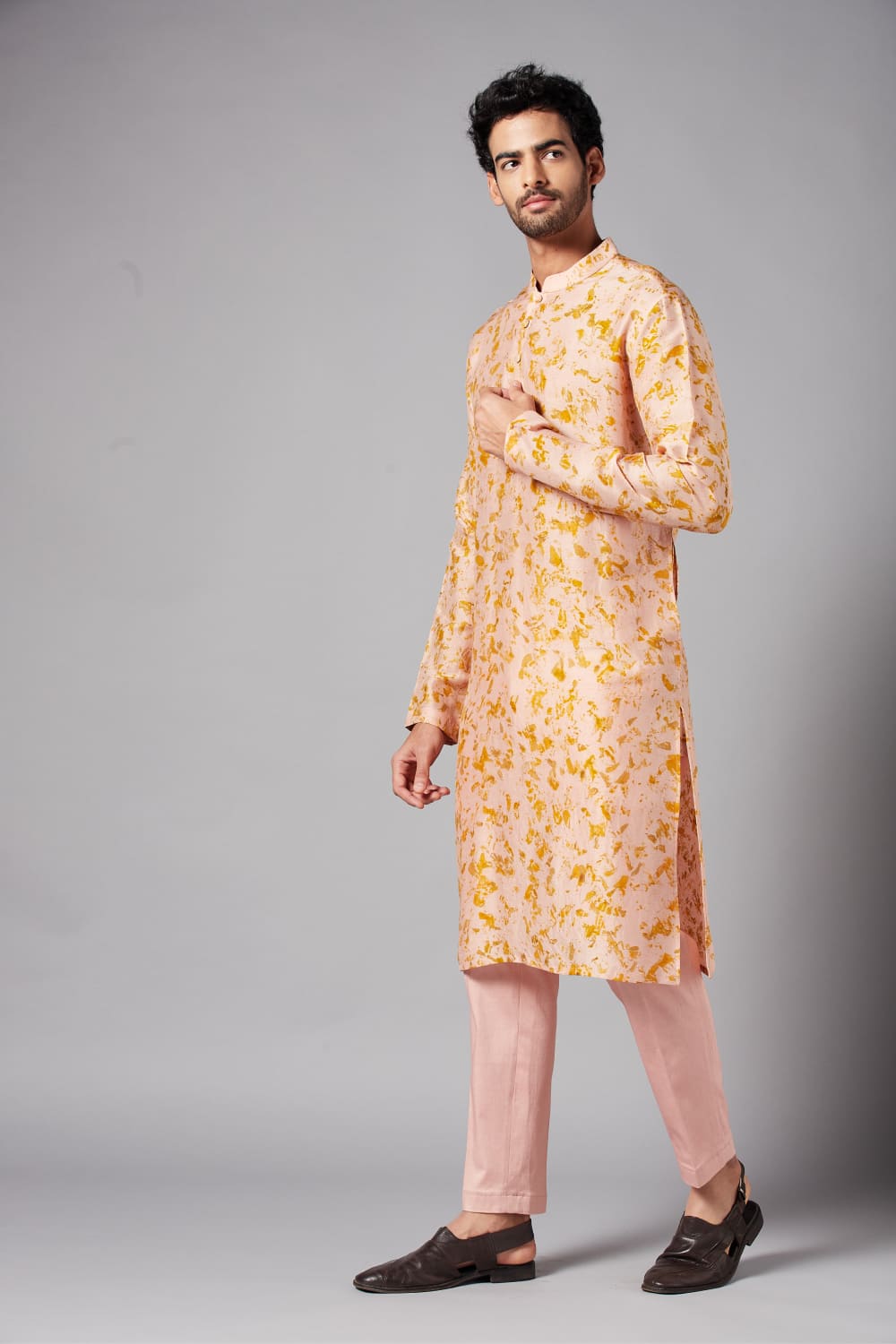 Peachy Natural Dye Co Ord Designer Kurta Set by Hilo Design
