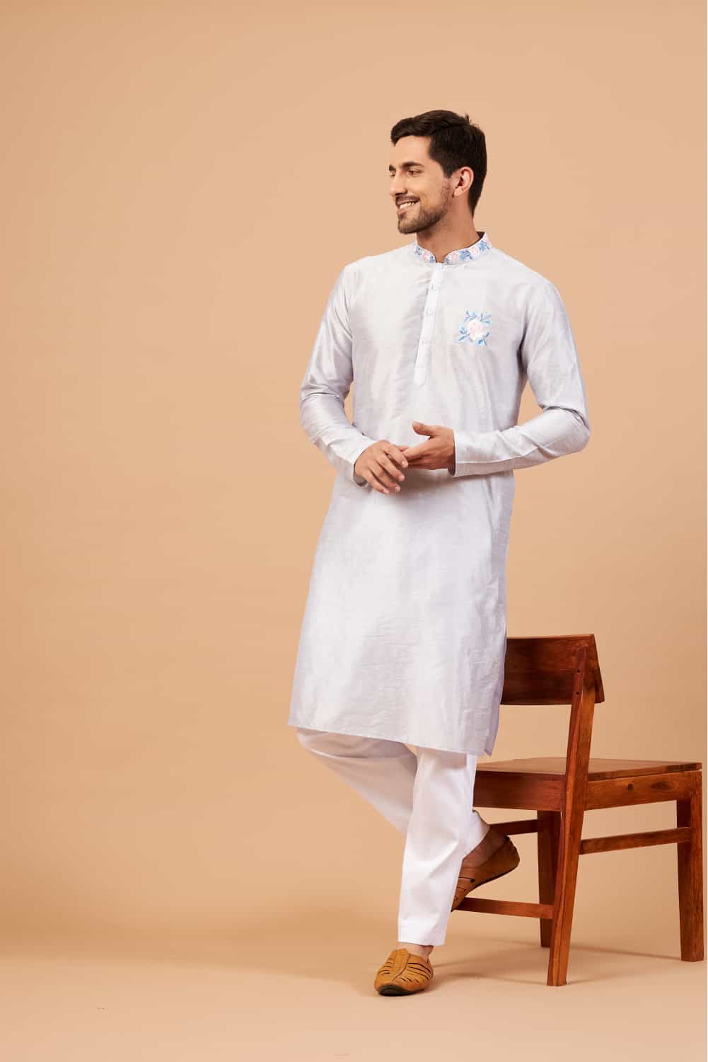 Manatee Basik Kurta Cadet Grey Coloured by Hilo Design