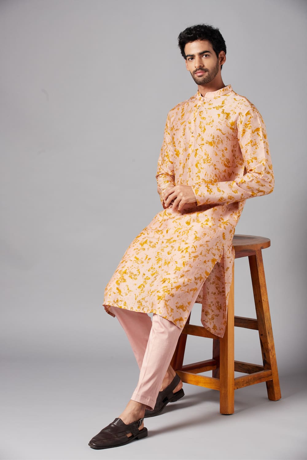 Peachy Natural Dye Co Ord Designer Kurta Set by Hilo Design