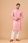 Pink Plain Designer Men's Kurta by Hilo Design