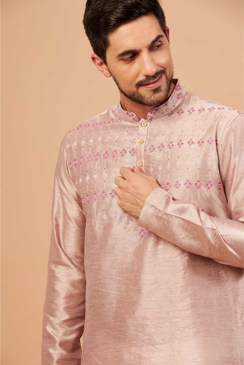 Florne Floral Geometric Embroidered Kurta by Hilo Design