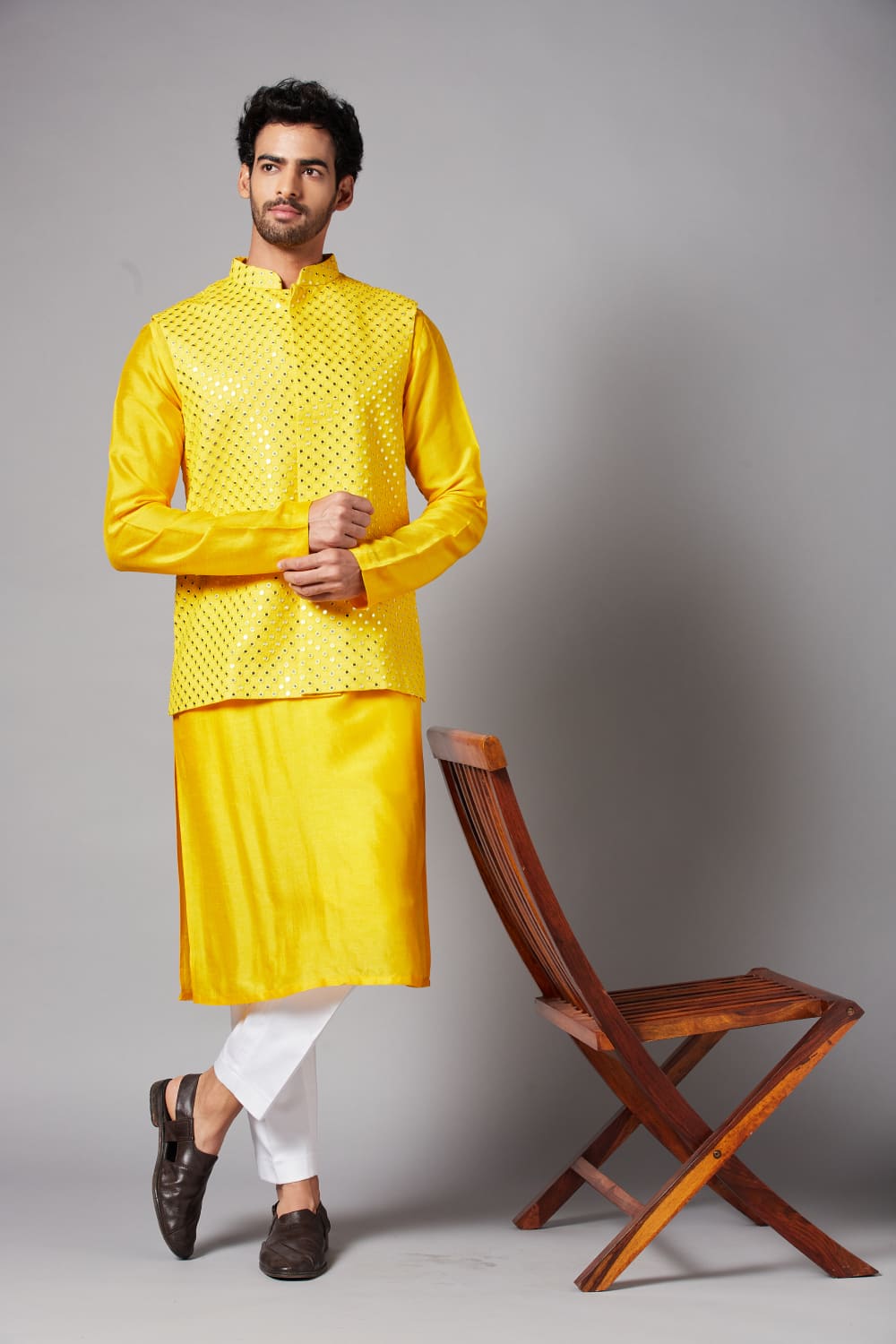 Yellot Designer Men's Nehru Jacket by Hilo Design