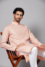 Tiyaan Embroidered Peach Kurta by Hilo Design