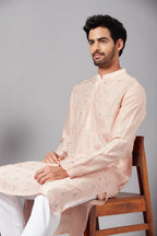 Moori Peach Embroidered Kurta by Hilo Design