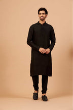 Black Plain Designer Men's Kurta by Hilo Design