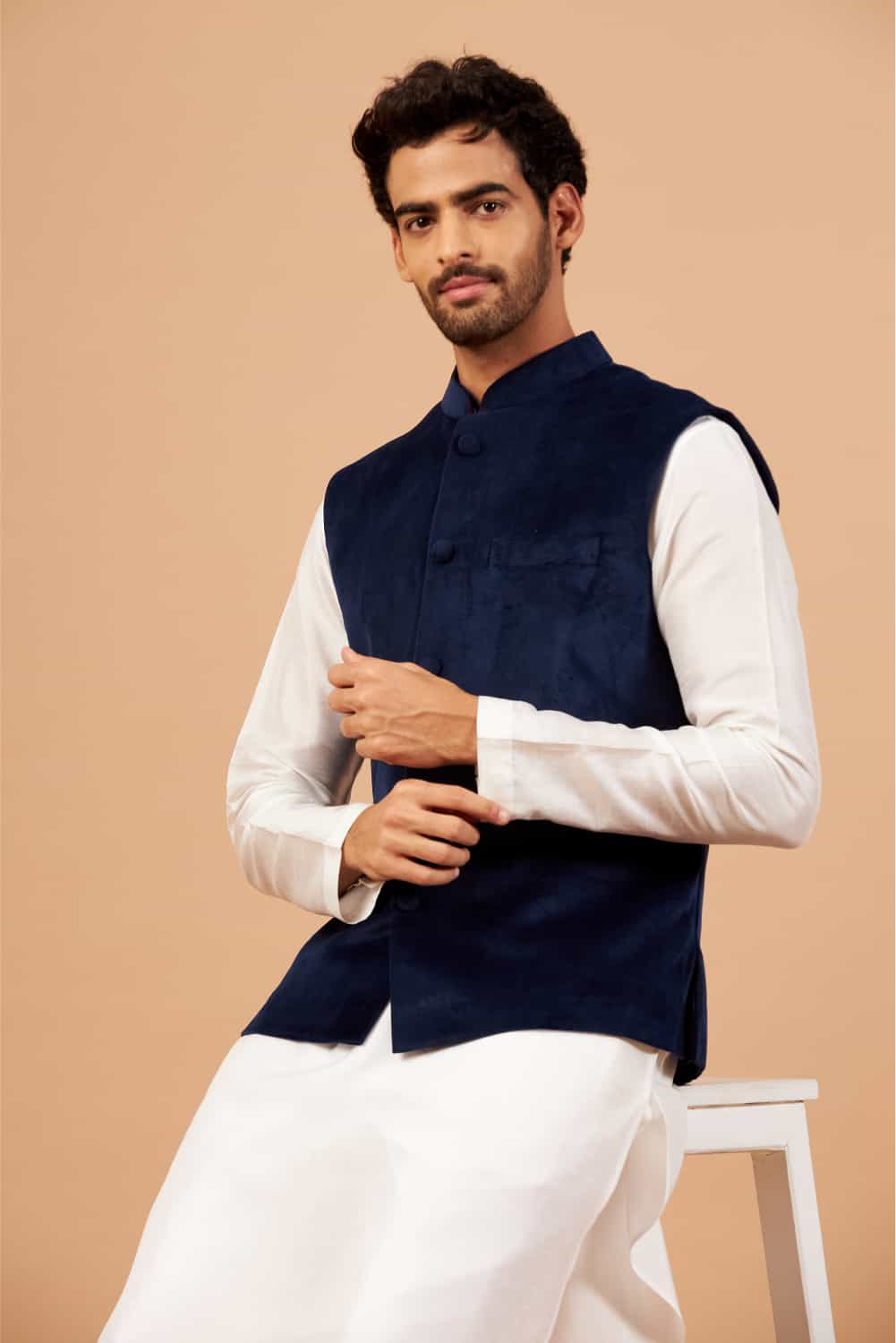 Bluvet Designer Men's Nehru jacket by Hilo Design