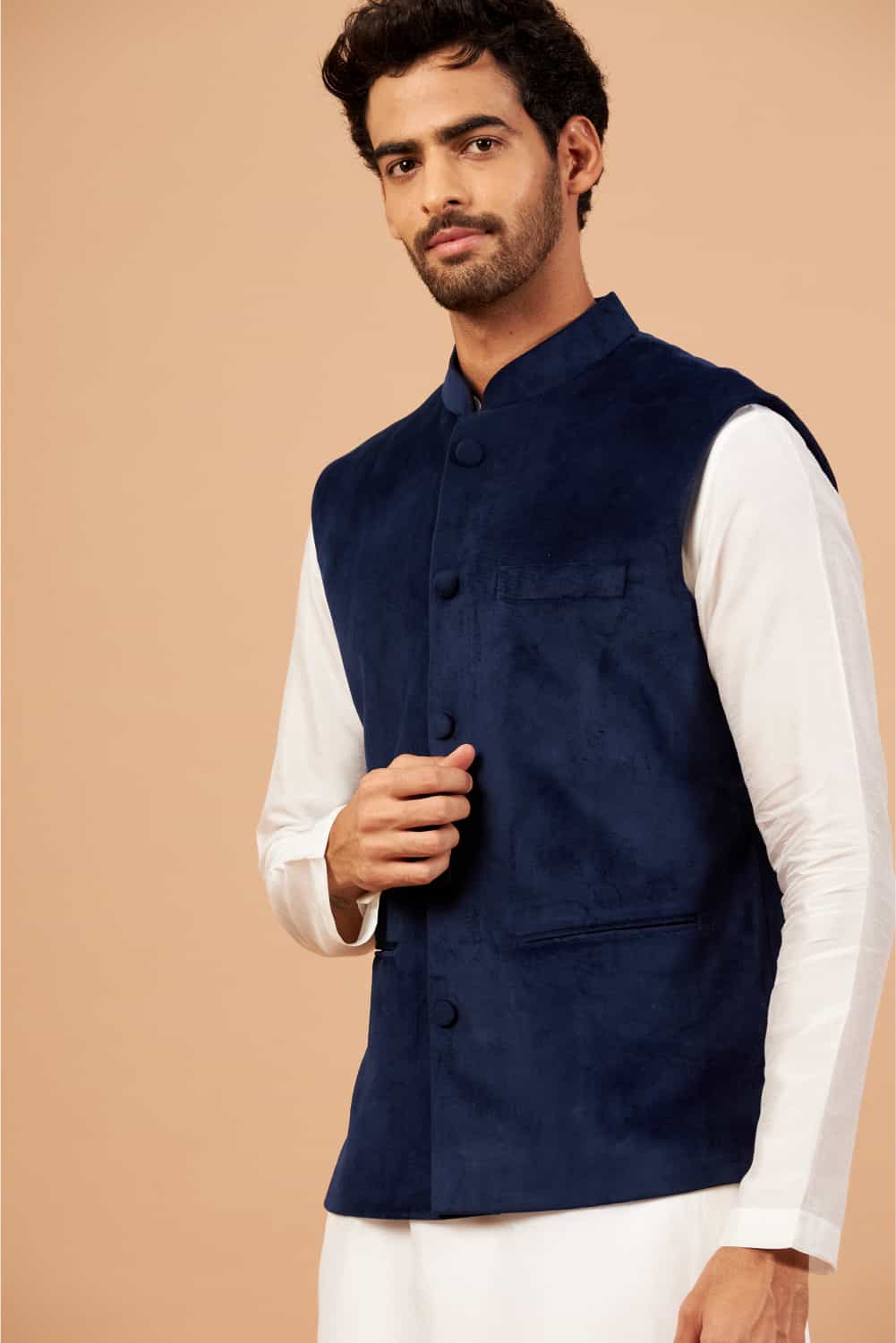 Bluvet Designer Men's Nehru jacket by Hilo Design