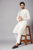 Ecru Designer Men's kurta by Hilo Design