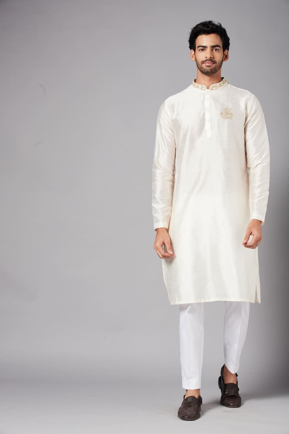 Ecru Designer Men's kurta by Hilo Design