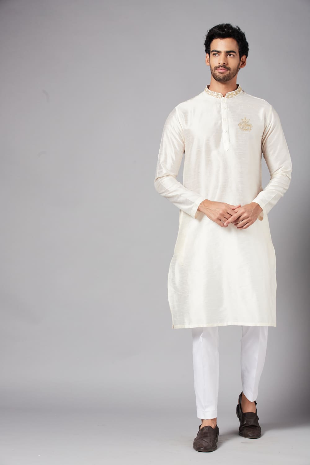 Ecru Designer Men's kurta by Hilo Design