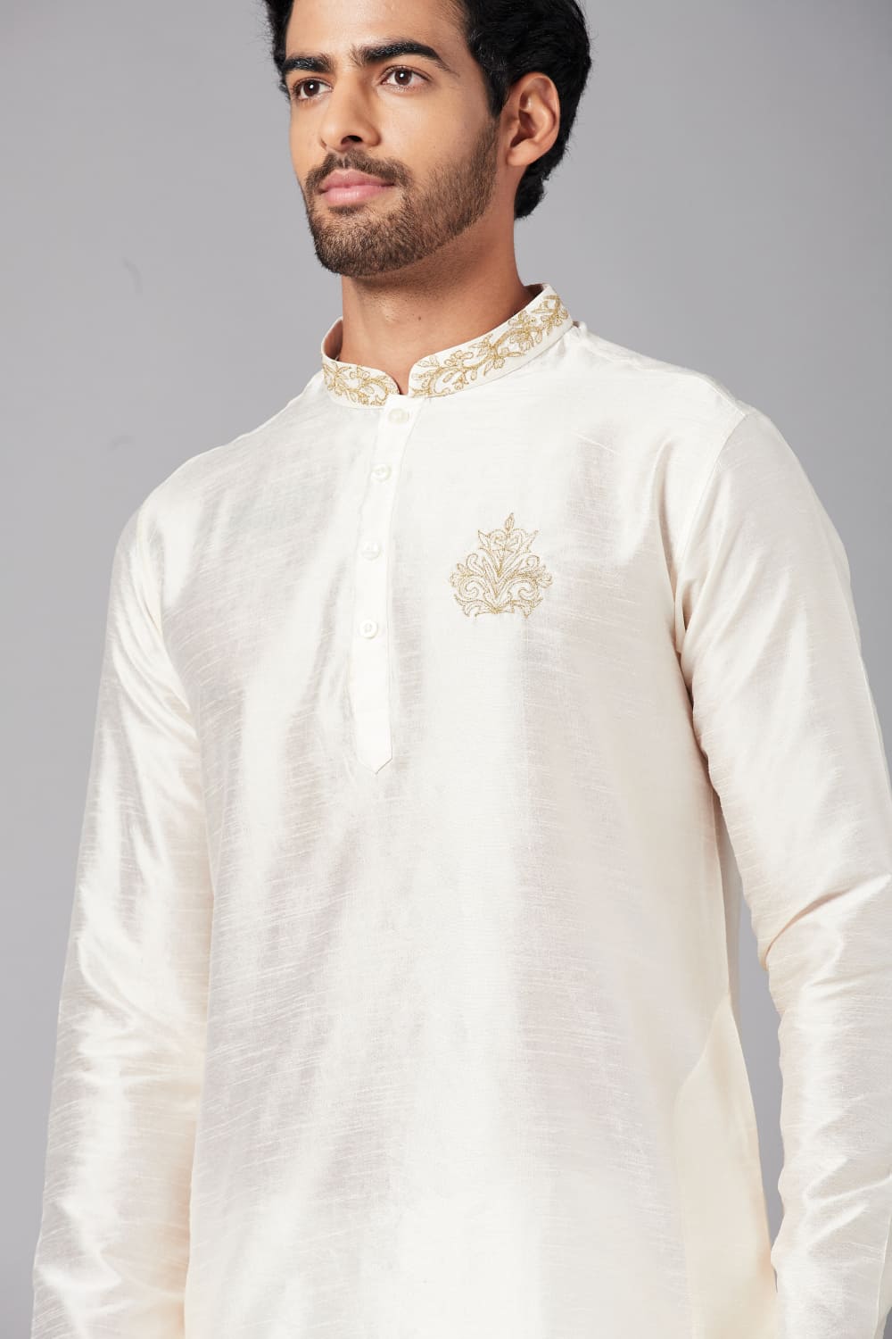 Ecru Designer Men's kurta by Hilo Design