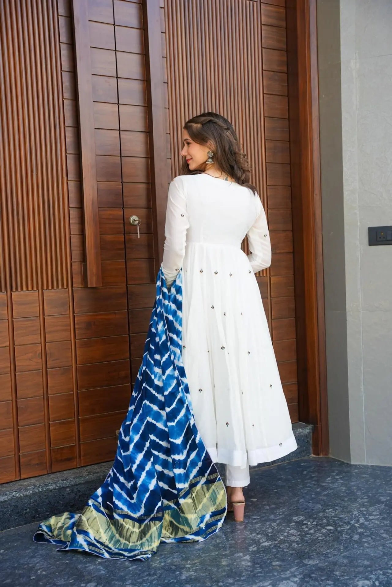 Yash Enterprise White Roman Silk Embroidery Party Wear Suit Set - Distacart