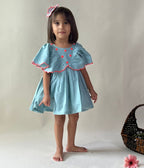 ArthLife Pale Blue Neon Embroidered Dress