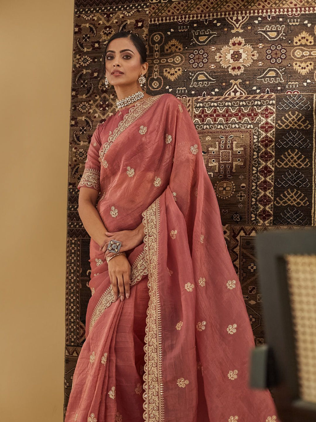 kasee Embellished Zardozi Silk Blend Saree